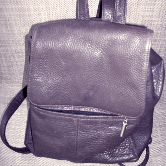 Vintage Liz Claiborne Brown Leather backpack rucksak w top handle